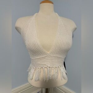 Almost Famous - boho crochet tassels halter top